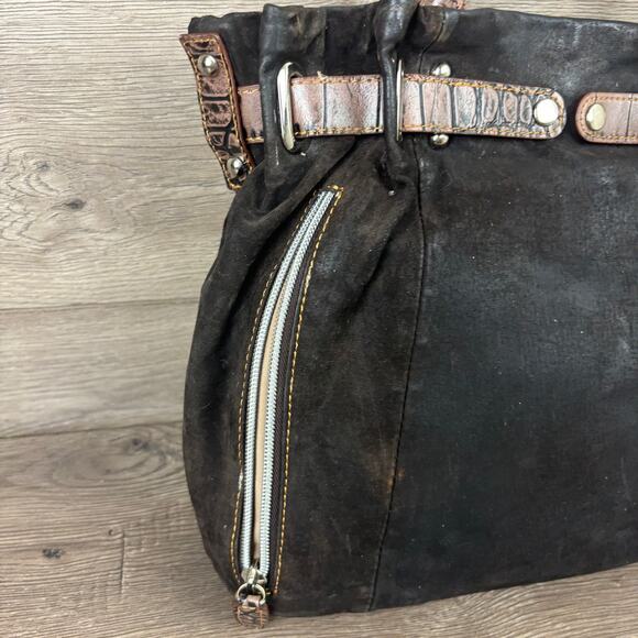 Gun Tote’s N Mamas Womens Concealed Carry Brown Leather Suede Purse Shoulder Bag - Picture 7 of 16